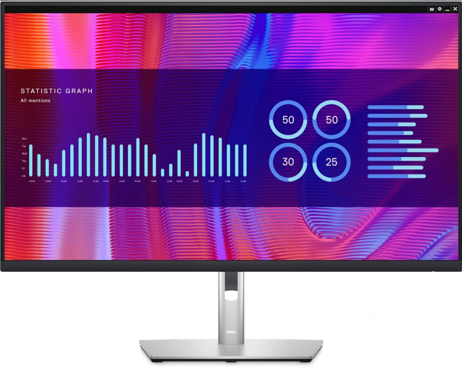 Monitor Dell 32" QHD IPS USB-C Hub, 90W, RJ-45, Pivot, 2560x1440, P3223DE